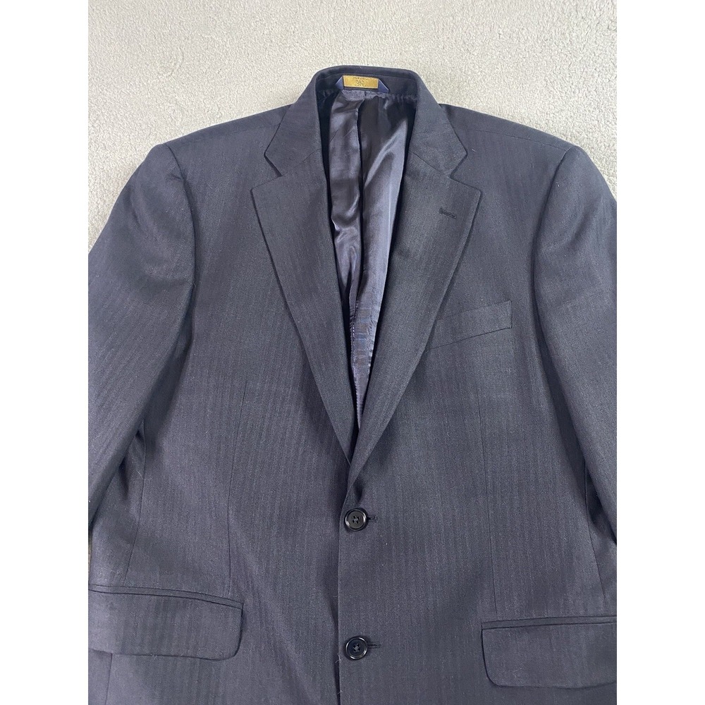 Brooks Brothers Suit Jacket 41 R Navy Wool Herringbone 346 Stretch Business - Picture 2 of 16